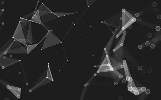 Abstract polygonal space low poly dark background with connecting dots and lines. Connection structure. 3d rendering