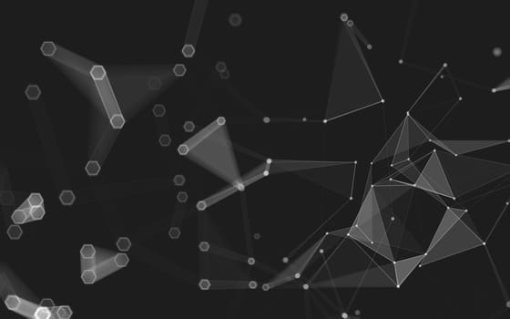 Abstract polygonal space low poly dark background with connecting dots and lines. Connection structure. 3d rendering