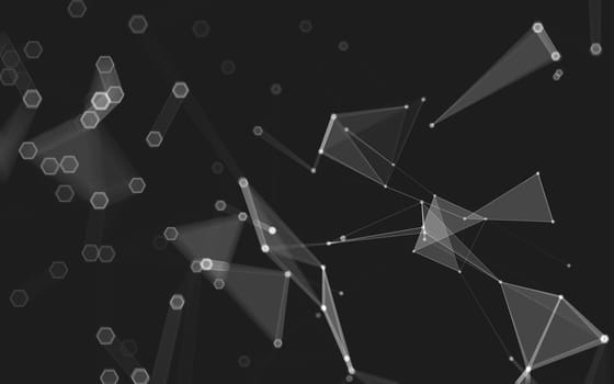 Abstract polygonal space low poly dark background with connecting dots and lines. Connection structure. 3d rendering