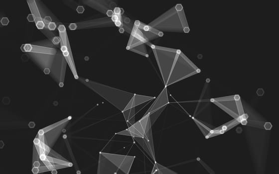 Abstract polygonal space low poly dark background with connecting dots and lines. Connection structure. 3d rendering