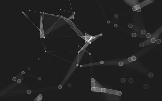 Abstract polygonal space low poly dark background with connecting dots and lines. Connection structure. 3d rendering