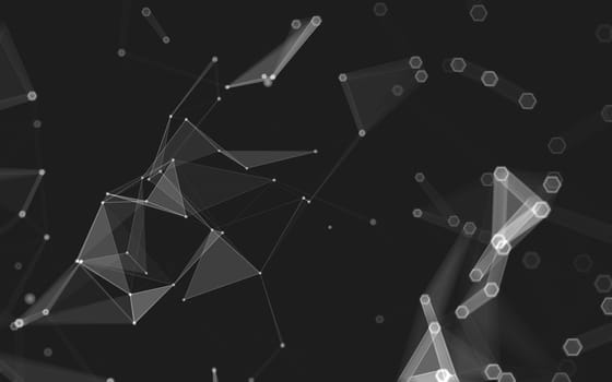 Abstract polygonal space low poly dark background with connecting dots and lines. Connection structure. 3d rendering