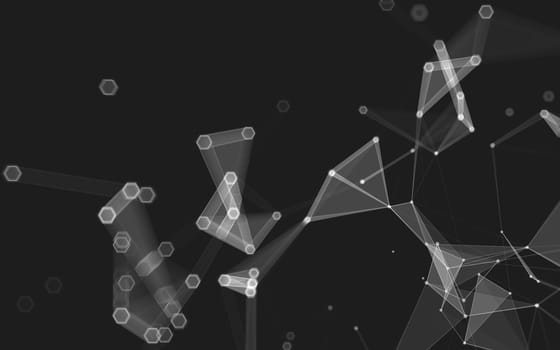 Abstract polygonal space low poly dark background with connecting dots and lines. Connection structure. 3d rendering