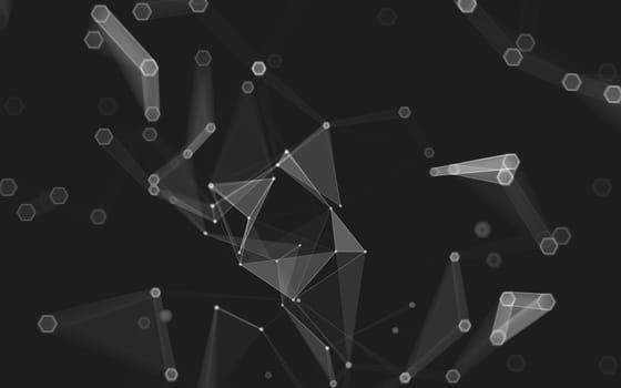 Abstract polygonal space low poly dark background with connecting dots and lines. Connection structure. 3d rendering