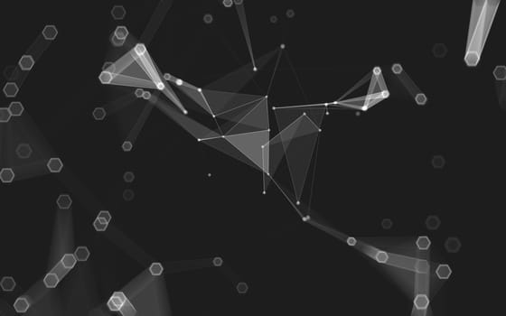 Abstract polygonal space low poly dark background with connecting dots and lines. Connection structure. 3d rendering