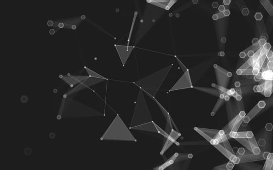 Abstract polygonal space low poly dark background with connecting dots and lines. Connection structure. 3d rendering