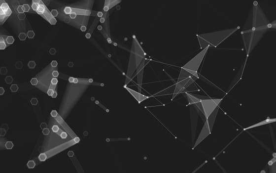 Abstract polygonal space low poly dark background with connecting dots and lines. Connection structure. 3d rendering