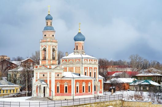The city of Serpukhov in Russia, the Moscow region. View of ancient Church in winter.