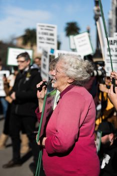 MELBOURNE/AUSTRALIA - AUGUST 16, 2016: Protesters from the New Nicotine Alliance held a rally outside the Victorian Parliament house on Tuesday in time for Question Time.