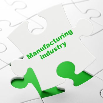 Industry concept: Manufacturing Industry on White puzzle pieces background, 3D rendering