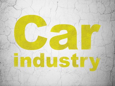 Industry concept: Yellow Car Industry on textured concrete wall background