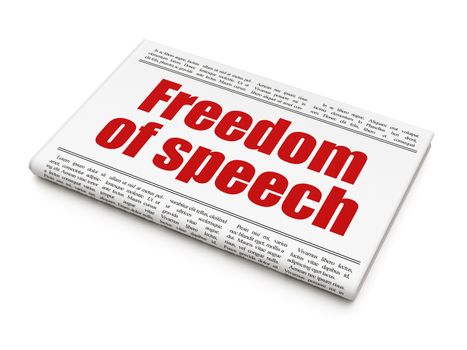 Political concept: newspaper headline Freedom Of Speech on White background, 3D rendering