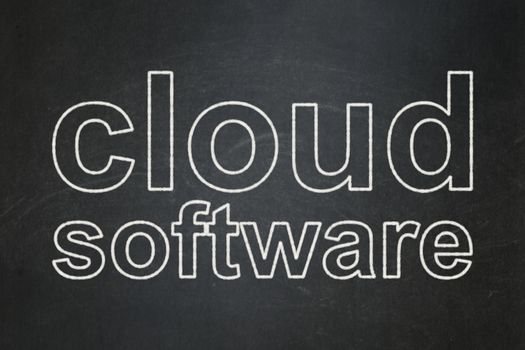 Cloud computing concept: text Cloud Software on Black chalkboard background