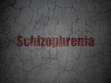 Healthcare concept: Red Schizophrenia on grunge textured concrete wall background