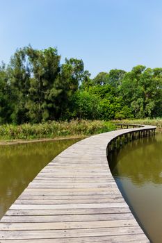 Wooden path across the lake