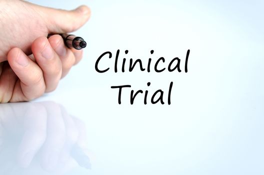 Clinical trial text concept isolated over white background