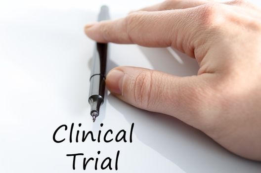 Clinical trial text concept isolated over white background