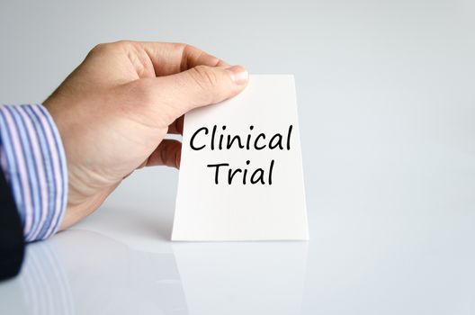 Clinical trial text concept isolated over white background