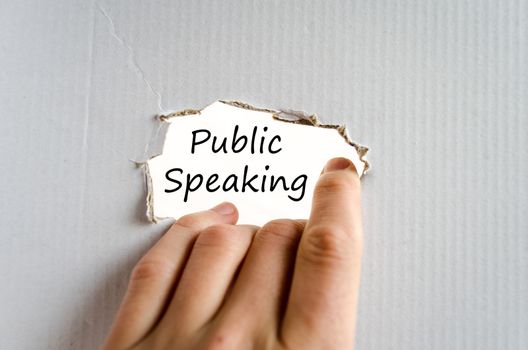 Public speaking text concept isolated over white background
