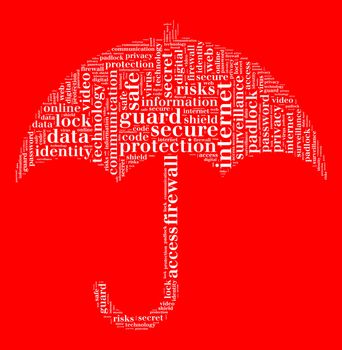 Security word cloud illustration concept over red background