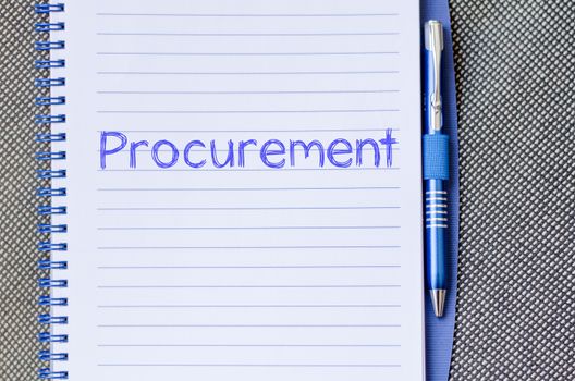 Procurement text concept write on notebook with pen