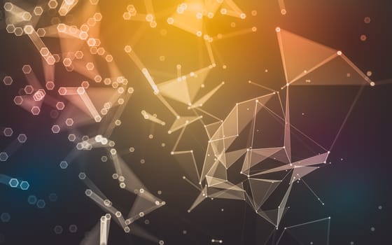 Abstract polygonal space low poly dark background with connecting dots and lines. Connection structure. 3d rendering