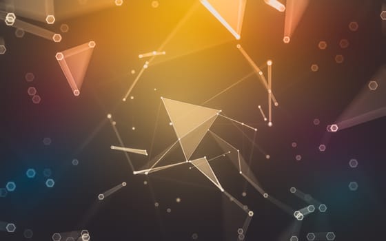 Abstract polygonal space low poly dark background with connecting dots and lines. Connection structure. 3d rendering