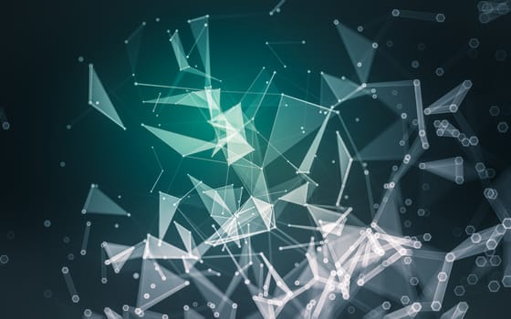 Abstract polygonal space low poly dark background with connecting dots and lines. Connection structure. 3d rendering