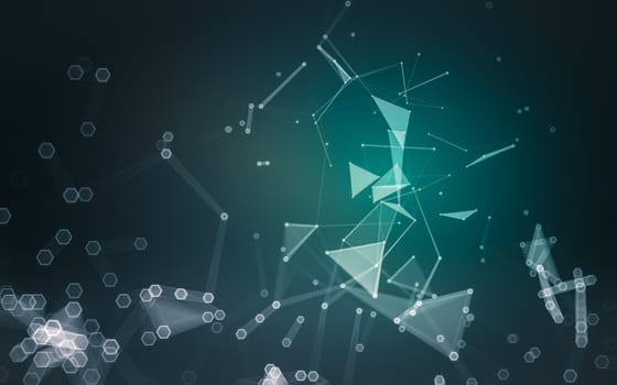 Abstract polygonal space low poly dark background with connecting dots and lines. Connection structure. 3d rendering