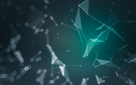 Abstract polygonal space low poly dark background with connecting dots and lines. Connection structure. 3d rendering