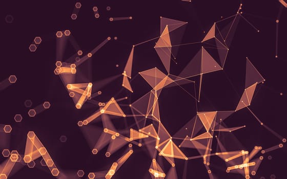 Abstract polygonal space low poly dark background with connecting dots and lines. Connection structure. 3d rendering