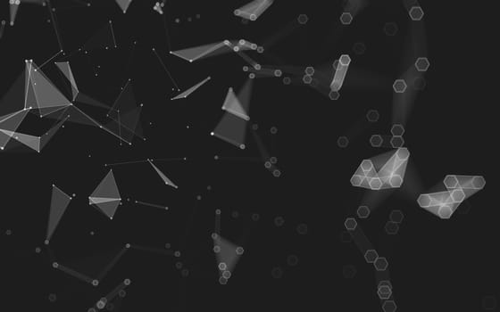 Abstract polygonal space low poly dark background with connecting dots and lines. Connection structure. 3d rendering