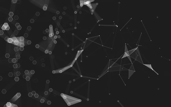 Abstract polygonal space low poly dark background with connecting dots and lines. Connection structure. 3d rendering