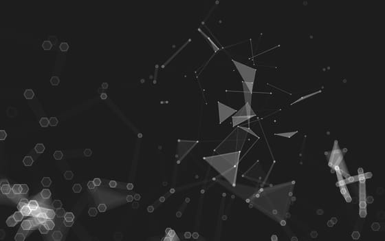 Abstract polygonal space low poly dark background with connecting dots and lines. Connection structure. 3d rendering