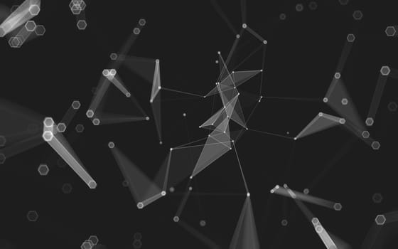 Abstract polygonal space low poly dark background with connecting dots and lines. Connection structure. 3d rendering