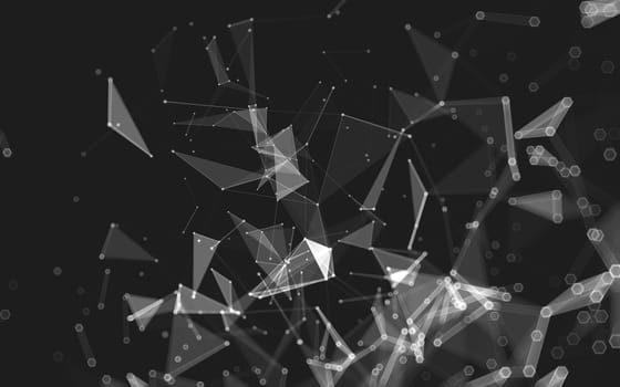 Abstract polygonal space low poly dark background with connecting dots and lines. Connection structure. 3d rendering