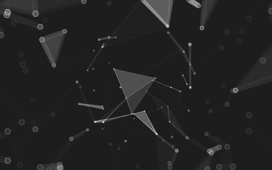 Abstract polygonal space low poly dark background with connecting dots and lines. Connection structure. 3d rendering