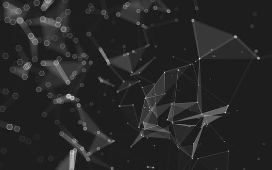 Abstract polygonal space low poly dark background with connecting dots and lines. Connection structure. 3d rendering