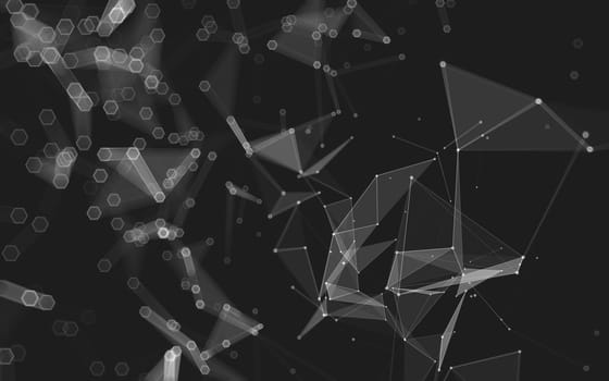 Abstract polygonal space low poly dark background with connecting dots and lines. Connection structure. 3d rendering