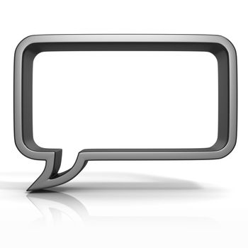 Black speech bubble 3d, isolated on white background
