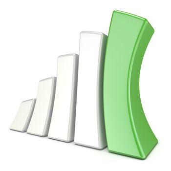 Squeezed 3D growth graph bars. Success concept. 3D render illustration isolated on white background