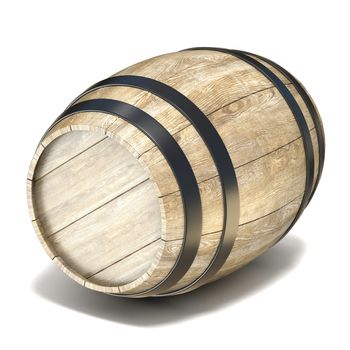 Wooden barrel. 3D render illustration isolated on white background