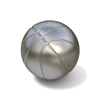 Silver basketball ball isolated on white background. 3D illustration