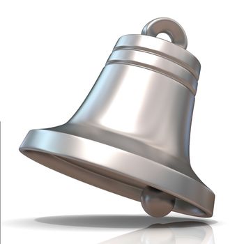Silver Christmas bell isolated on white background. 3D render illustration