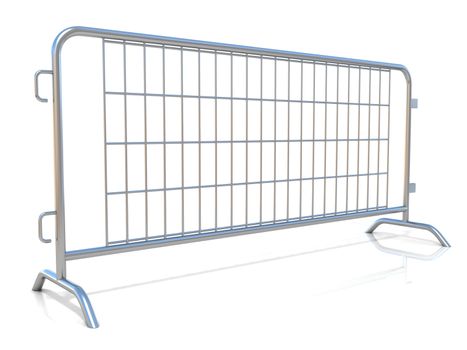 Steel barricades, isolated on white background. Side view