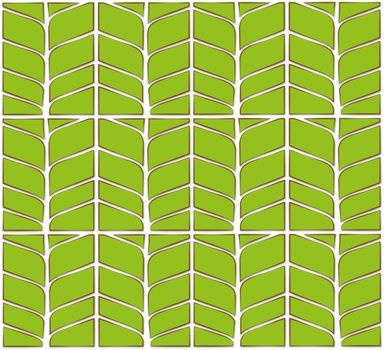 abstract background or textile green pattern of stylized leaves of trees