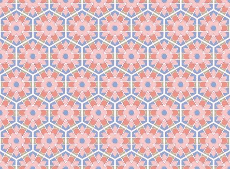 abstract background or medieval hexagonal rose textile pattern