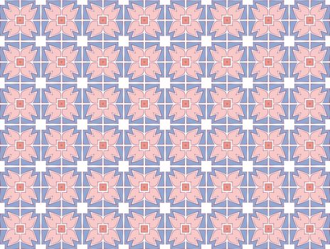 abstract background medieval rose textile pattern pink and blue color