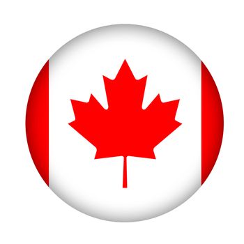 Canada flag button isolated on a white background.