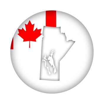 Canada state of Manitoba map flag button isolated on a white background.